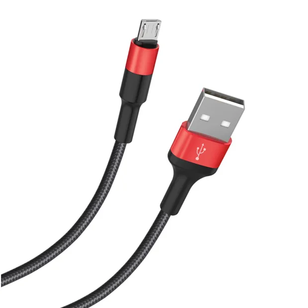 Cablu incarcare/transfer date Micro Usb X26 Hoco Negru cu Rosu