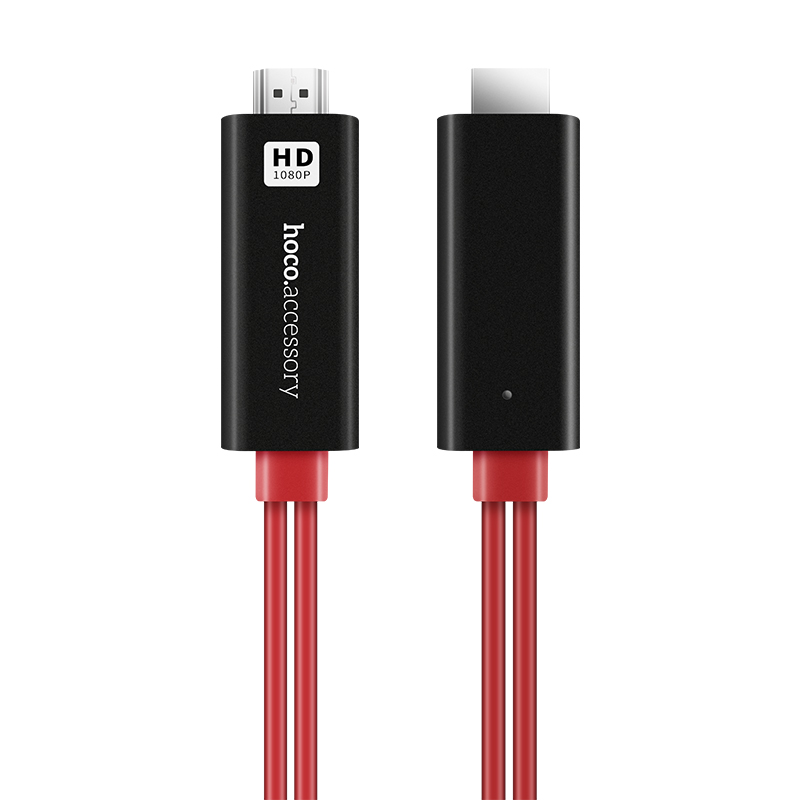 Cablu Lightning la HDMI UA4 Hoco 2m Negru-Rosu thumb
