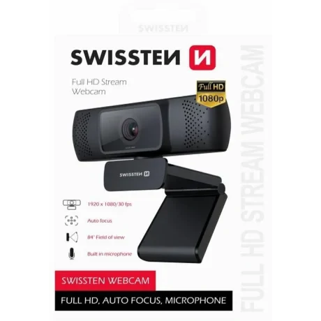 Camera Web Swissten FHD 1080P Full HD Microfon Negru