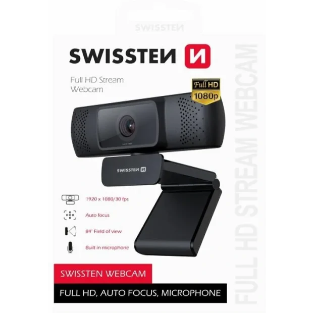 Camera Web Swissten FHD 1080P Full HD Microfon Negru
