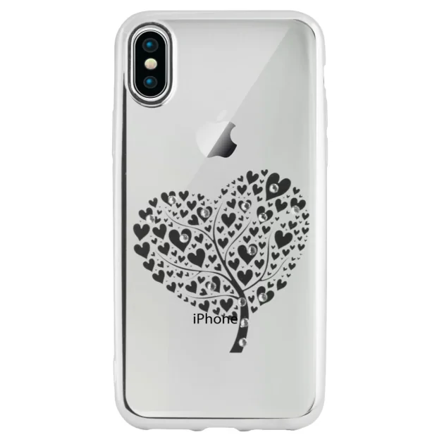 Carcasa Fashion Iphone X Heart Tree Argintie Beeyo