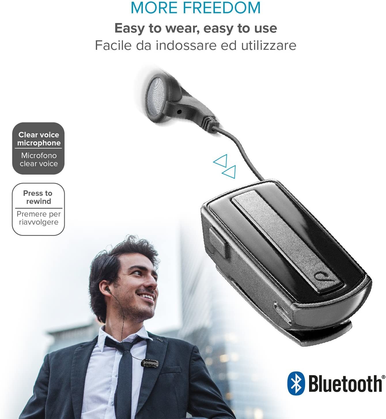 Casca Bluetooth Cellularline BTCLIPARDP BT 4.1 Negru thumb