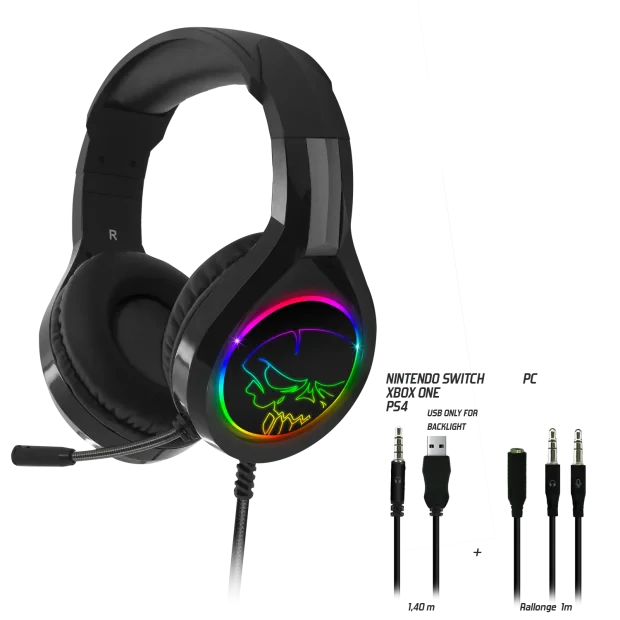 Casti Audio Gaming Spirit of Gamer Pro-H8 RGB pentru PS4/Xbox/Nintendo MIC-PH8 Microfon si Jack 3.5mm Multicolor