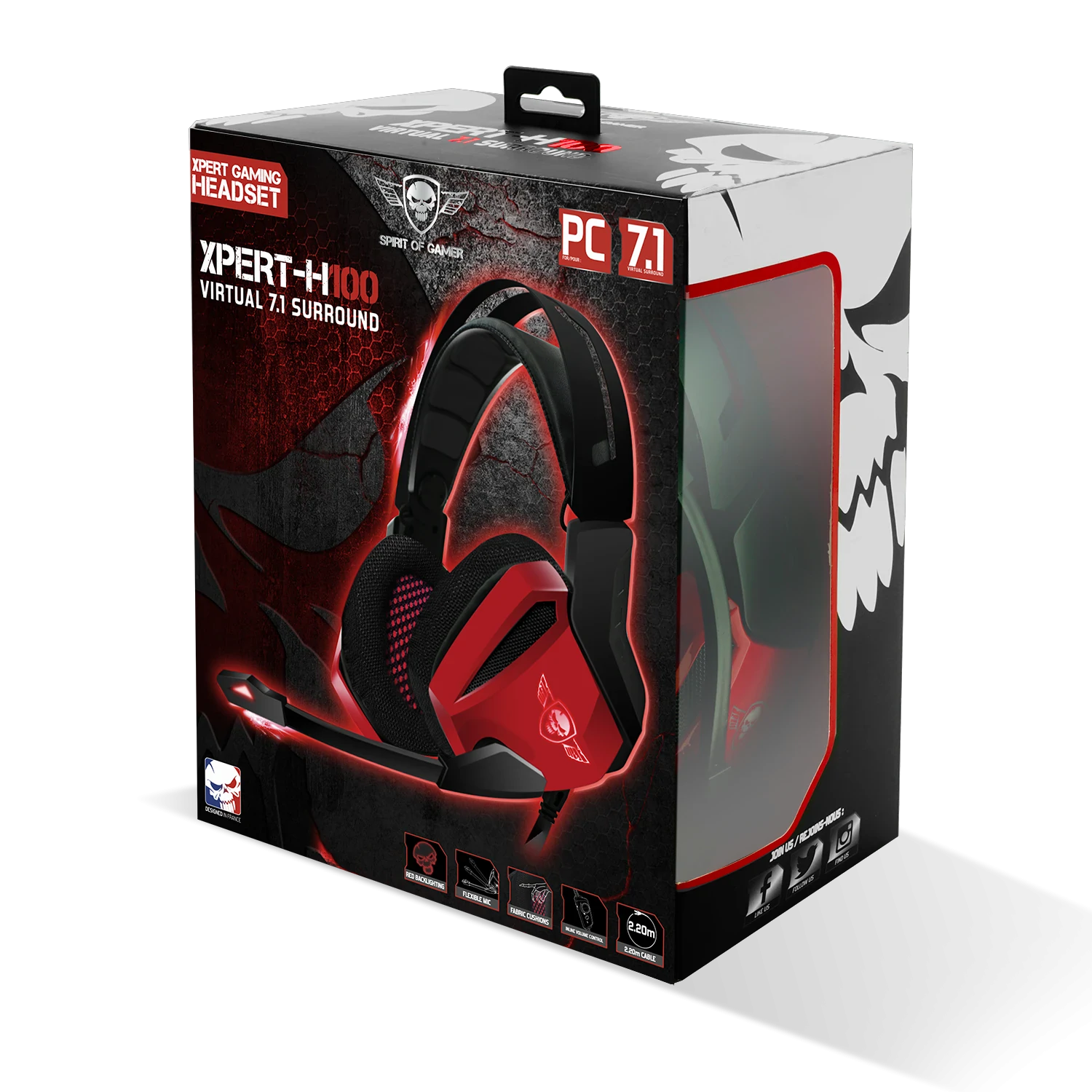 Casti Gaming Audio Spirit of Gamer Xpert-H100 Helmet Virtual 7.1 Output Usb Rosu thumb