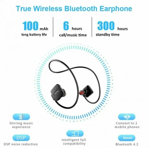 Casti Bluetooth Awei Neckband Sport Wireless Negru