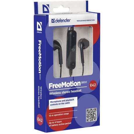 Casti Bluetooth Defender FreeMotion B650 Wireless BT 4.2 Negru