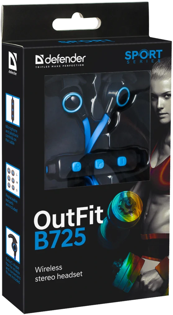 Casti Bluetooth Defender Sport OutFit B725 Wireless BT 4.1 Albastru thumb