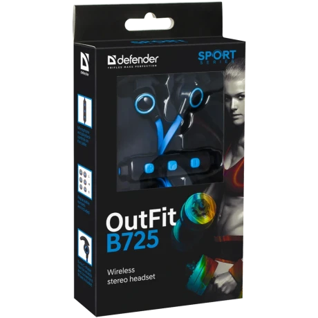 Casti Bluetooth Defender Sport OutFit B725 Wireless BT 4.1 Albastru
