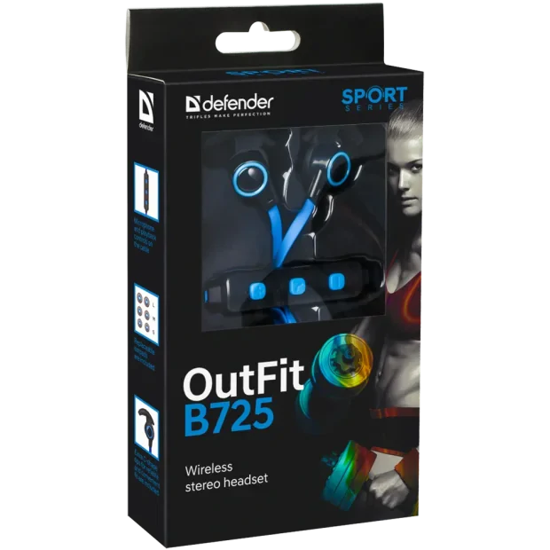 Casti Bluetooth Defender Sport OutFit B725 Wireless BT 4.1 Albastru