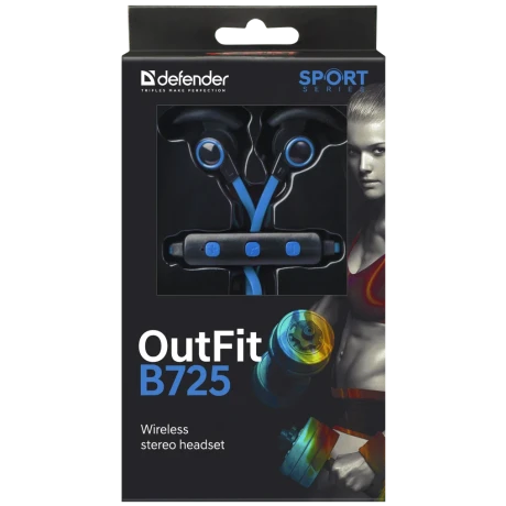 Casti Bluetooth Defender Sport OutFit B725 Wireless BT 4.1 Albastru