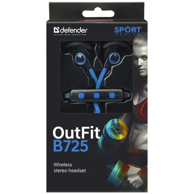 Casti Bluetooth Defender Sport OutFit B725 Wireless BT 4.1 Albastru