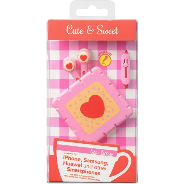 Casti cu Fir Cellularline Cute&amp;Sweet Biscuit Microfon Jack 3.5mm