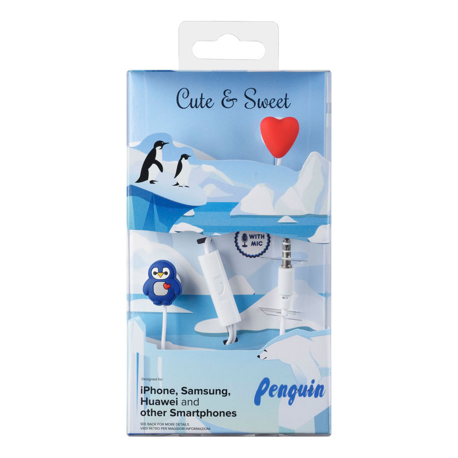 Casti cu Fir Cellularline Cute&Sweet Penguin Microfon Jack 3.5mm thumb