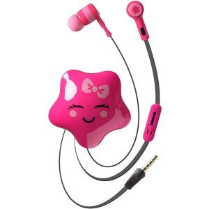 Casti cu Fir Cellularline Cute&amp;Sweet Star Microfon Jack 3.5mm Roz