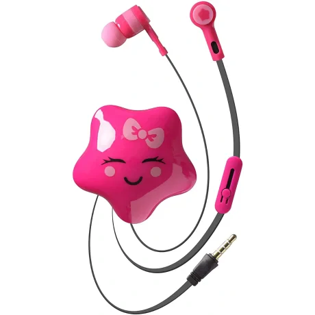 Casti cu Fir Cellularline Cute&amp;Sweet Star Microfon Jack 3.5mm Roz