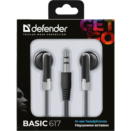 Casti cu Fir Defender Basic 617 Jack 3.5mm 1.1m Negru