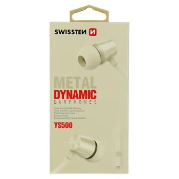 Casti cu Fir Swissten Metal Dinamic YS500 Jack 3.5mm Auriu