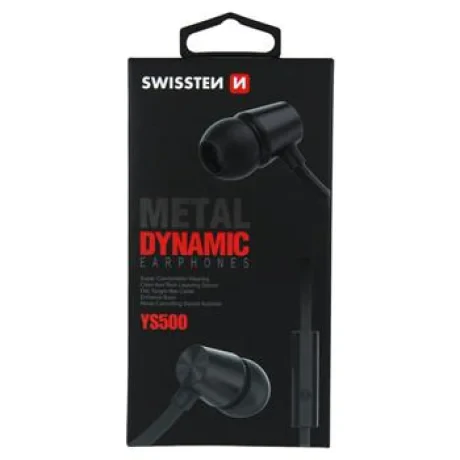 Casti cu Fir Swissten Metal Dinamic YS500 Jack 3.5mm Negru
