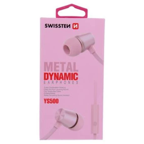 Casti cu Fir Swissten Metal Dinamic YS500 Jack 3.5mm Roz