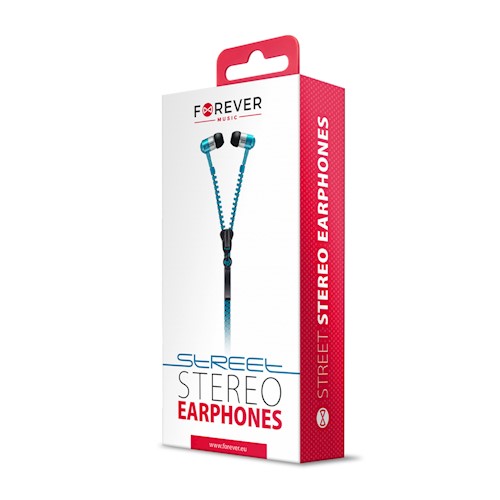 Casti tip fermoar in-ear Forever, jack 3.5mm, Albastru thumb