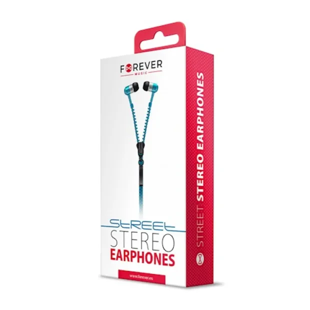 Casti tip fermoar in-ear Forever, jack 3.5mm, Albastru