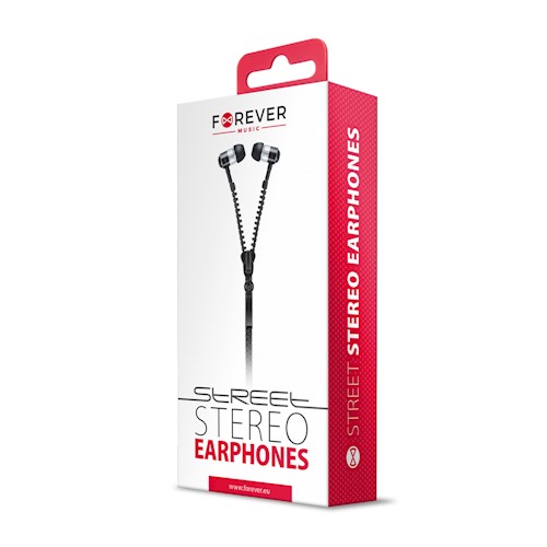 Casti tip fermoar in-ear Forever, jack 3.5mm, Negru thumb