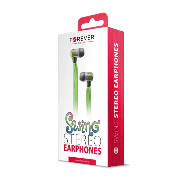 Casti tip siret in-ear Swing Forever, jack 3.5mm, Verde
