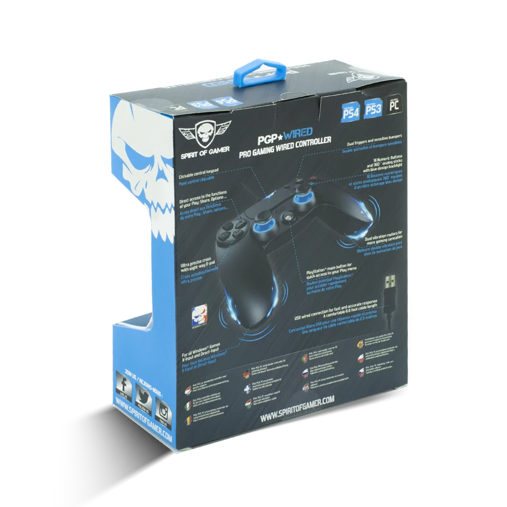 Controller Gaming Spirit of Gamer pentru PS4 cu Fir 2.5m si 16 Butoane Albastru thumb