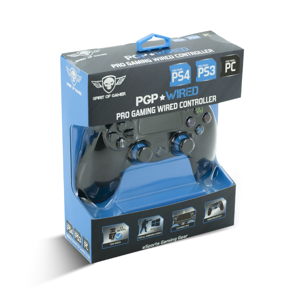 Controller Gaming Spirit of Gamer pentru PS4 cu Fir 2.5m si 16 Butoane Albastru thumb