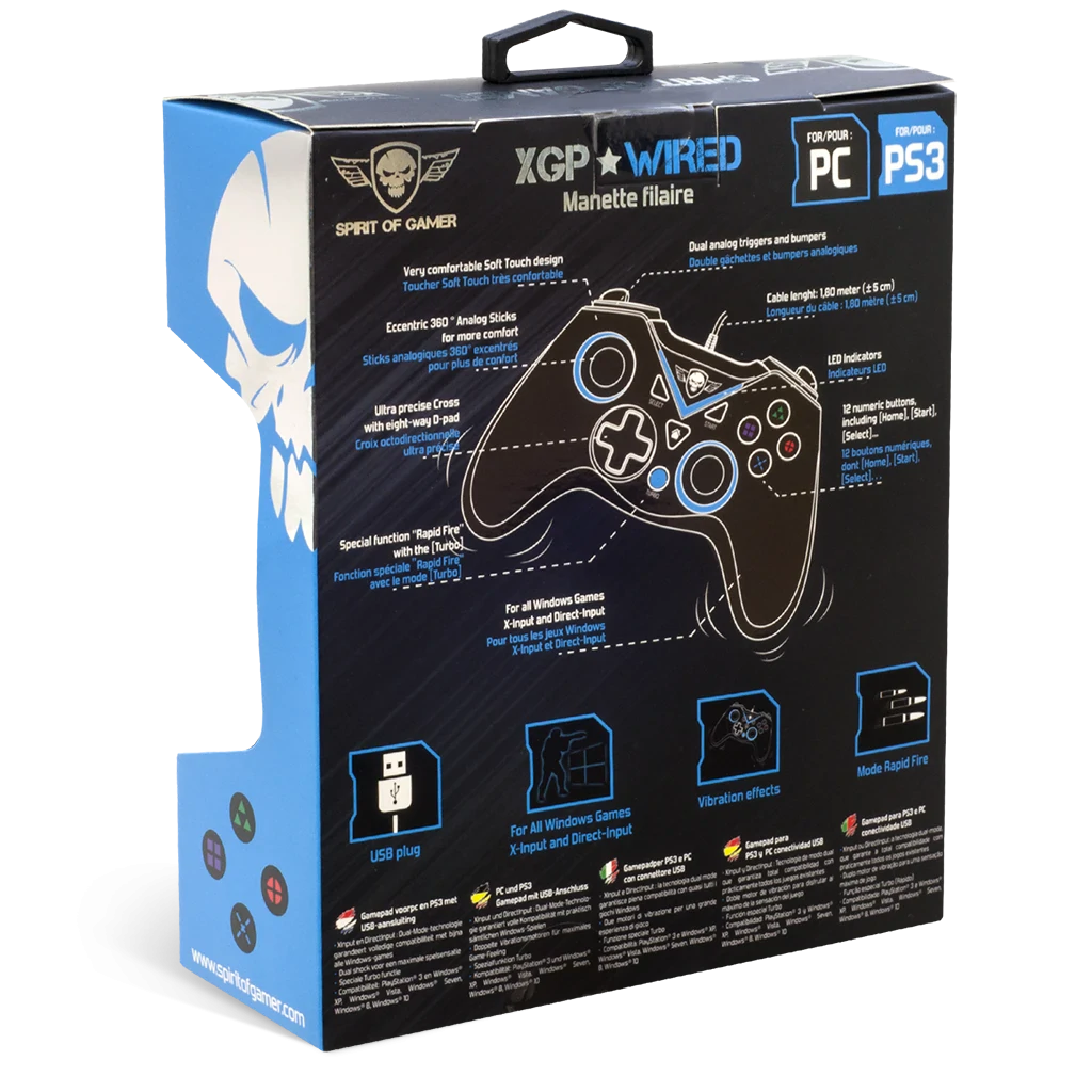 Controller Gaming Spirit of Gamer XGP pentru PS3 cu Fir 1.8m si 12 Butoane Albastru thumb