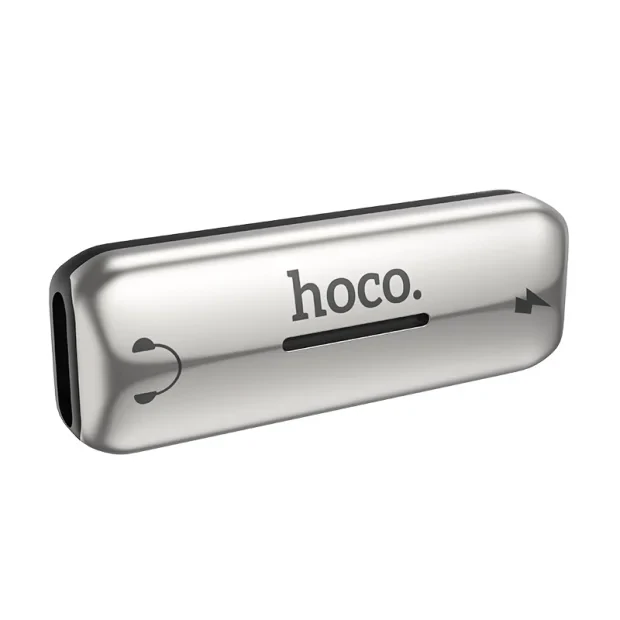 Convertor Audio Lightning Hoco LS27, Dual Port 2A, Argintiu