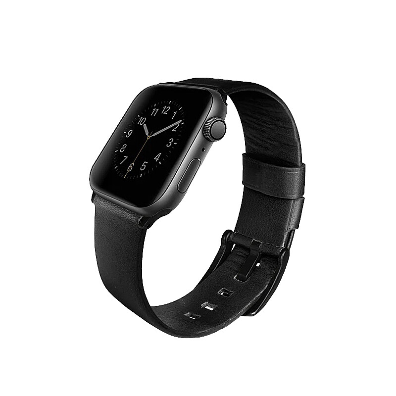 Curea Apple Watch Uniq Leather Mondain  pentru Series 3/4/5 6/SE 42/44mm Negru thumb