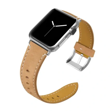 Curea Tactical Leather pentru Apple IWatch 1/2/3/4/5/6/SE 42/44mm Auriu