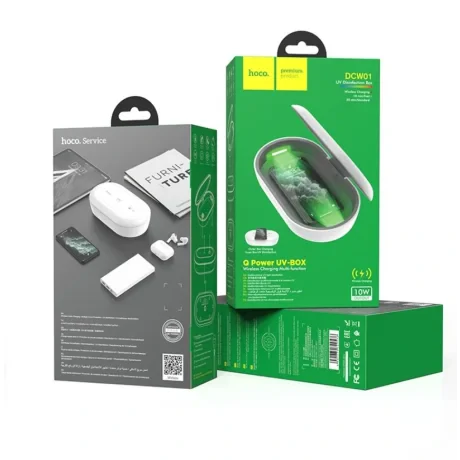 Cutie sterilizatoare  Hoco UV cu Incarcator Wireless DCW01 Alb