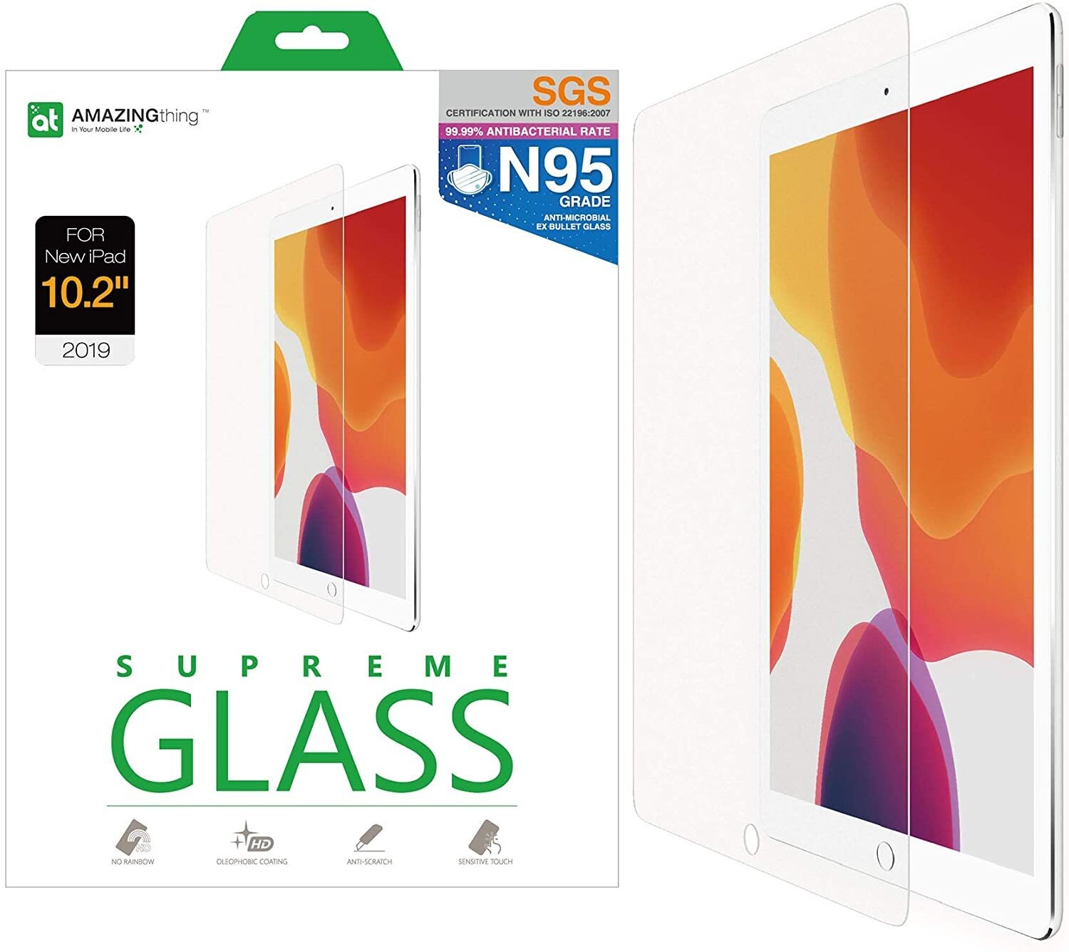 Folie Sticla AmazingThing Supreme Antimicrobial pentru iPad 10.2 Inch Transparent thumb