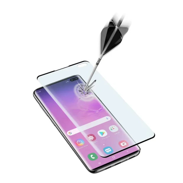 Folie Sticla Cellularline Anti-Shock pentru Samsung Galaxy S10 Plus Negru