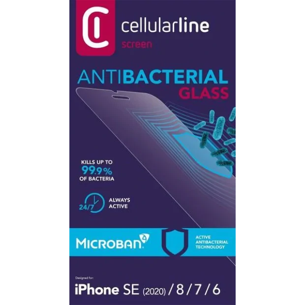 Folie Sticla Cellularline Antimicrobial pentru iPhone 7/8/SE