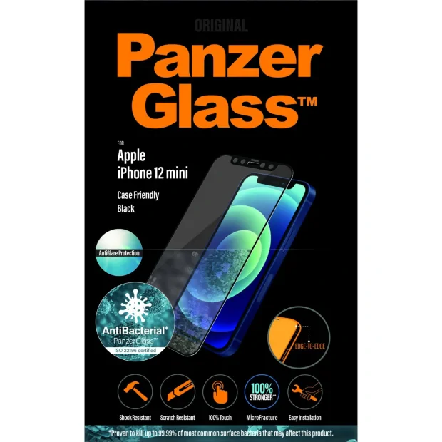 Folie Sticla Panzer Anti Reflexiv pentru iPhone 12 Mini Negru