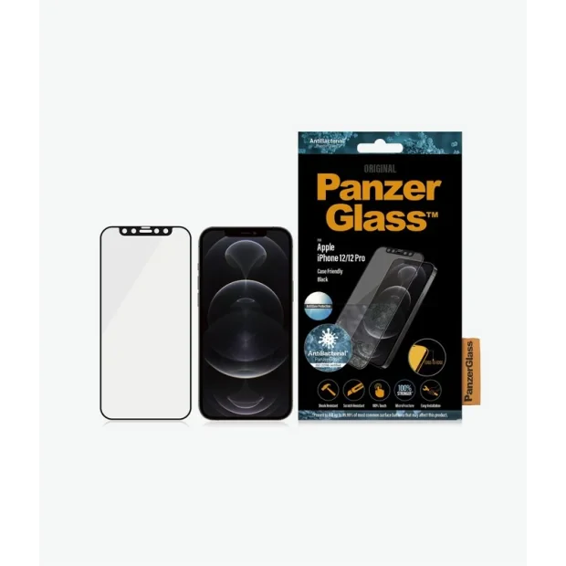 Folie Sticla Panzer Anti Reflexiv pentru iPhone 12/12 Pro Negru