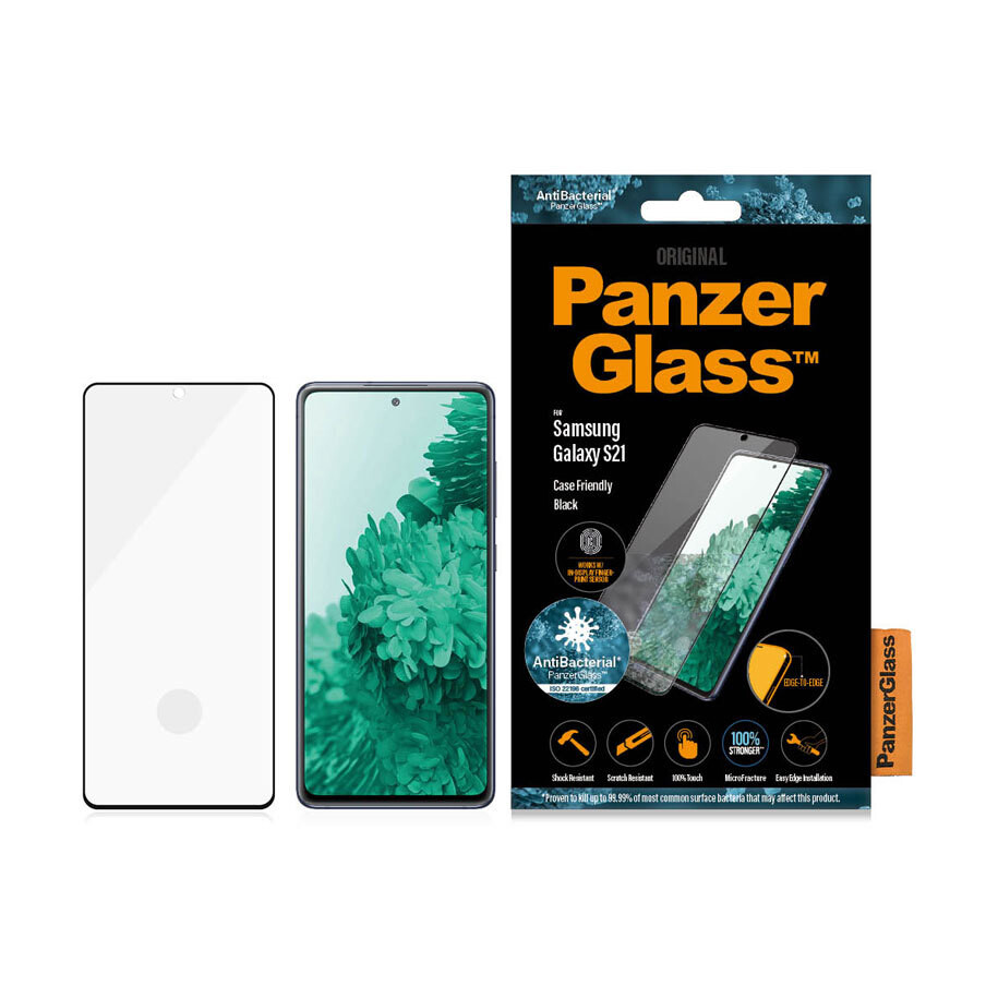 Folie Sticla Panzer Antibacterial pentru Samsung Galaxy S21 Negru thumb