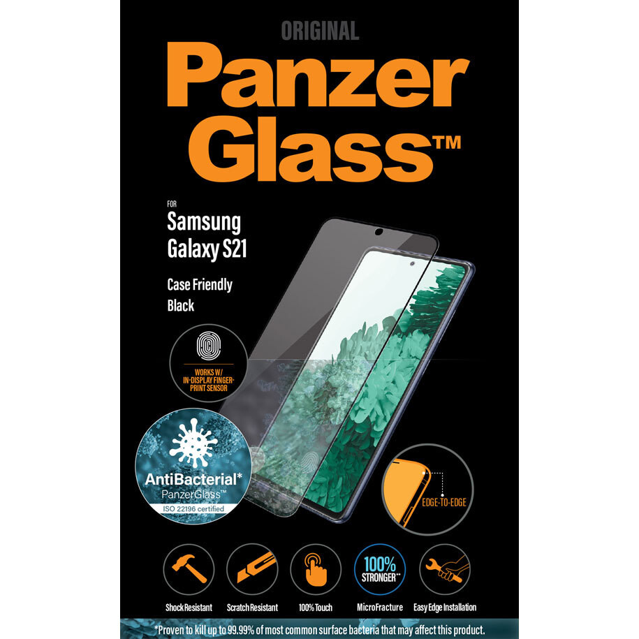 Folie Sticla Panzer Antibacterial pentru Samsung Galaxy S21 Negru thumb