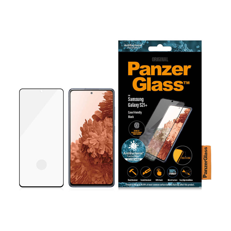 Folie Sticla Panzer Antibacterial pentru Samsung Galaxy S21 Plus Negru thumb