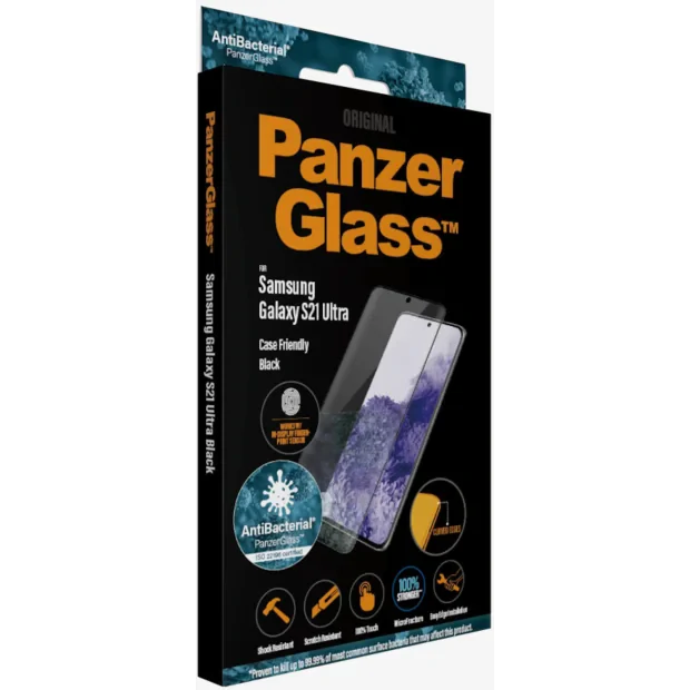 Folie Sticla Panzer Antibacterial pentru Samsung Galaxy S21 Ultra Negru
