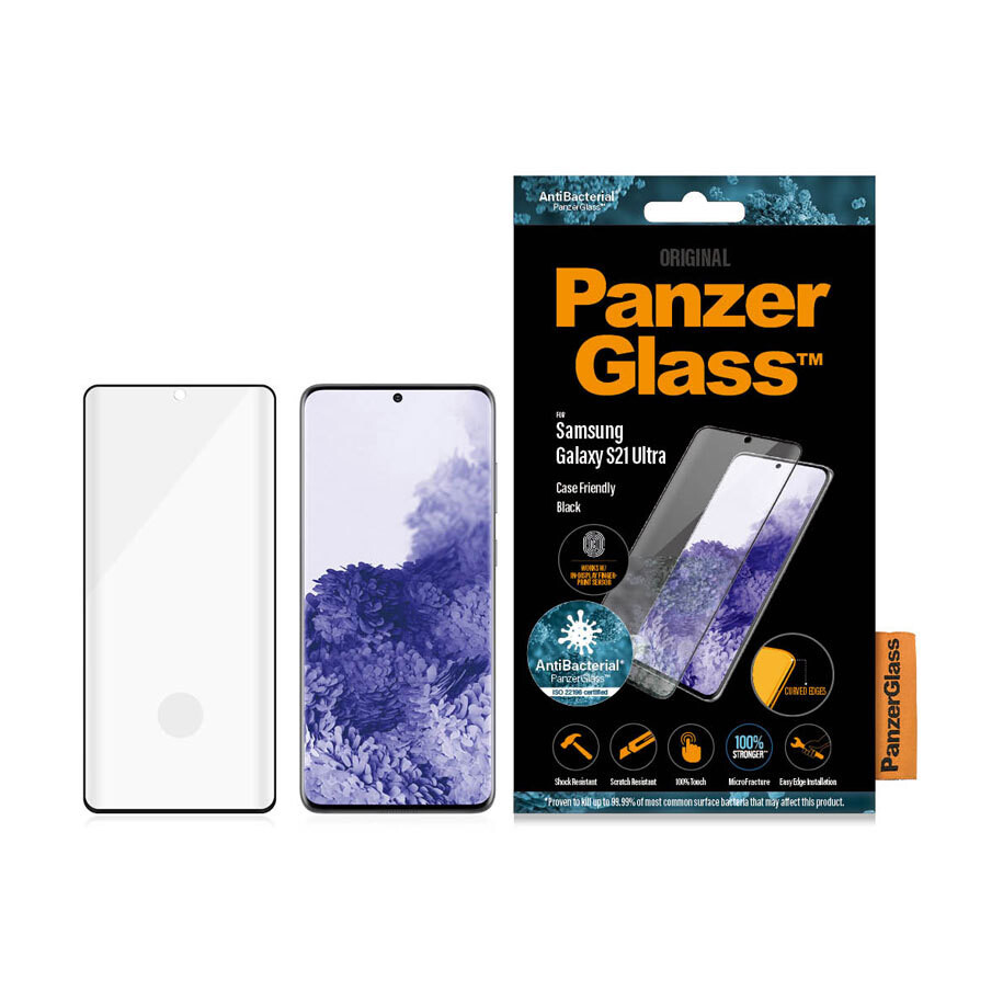 Folie Sticla Panzer Antibacterial pentru Samsung Galaxy S21 Ultra Negru thumb