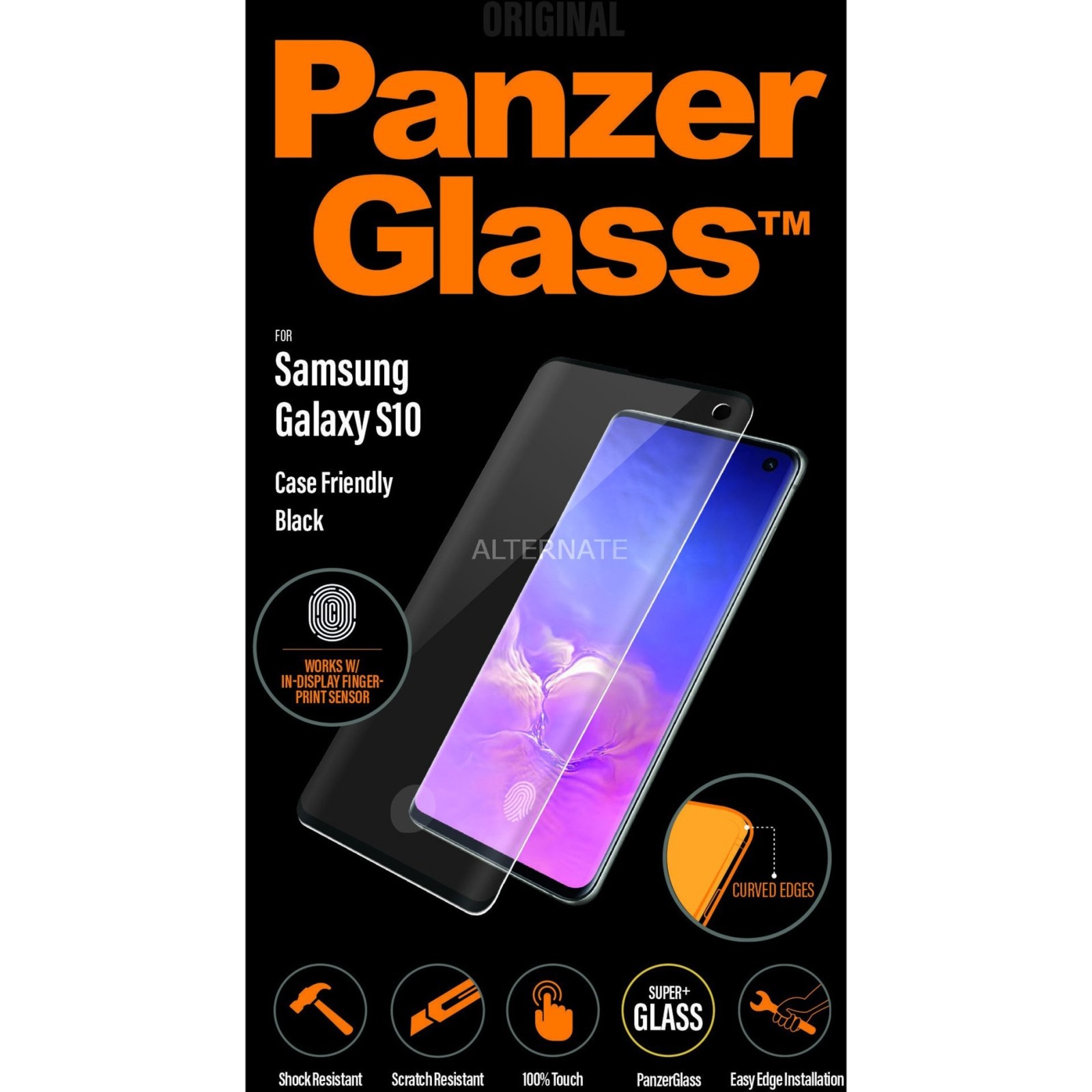 Folie Sticla Panzer pentru Samsung Galaxy S10 Negru thumb