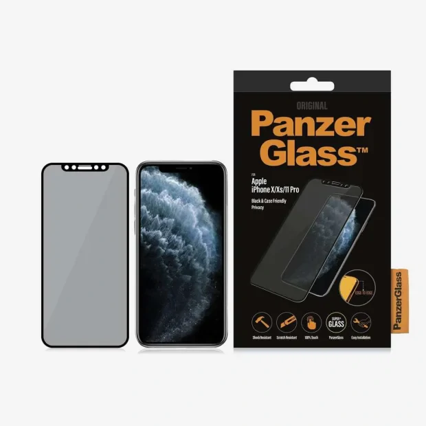 Folie Sticla Panzer Privacy pentru iPhone X/XS/11 Pro Negru