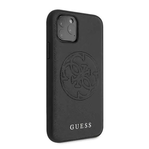 Guess Husa pentru iPhone 11 Pro, Saffiano Circle Logo, Negru