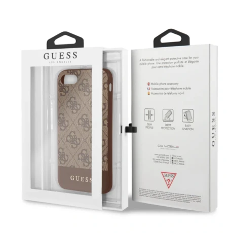 Guess Husa pentru iPhone 7/8/SE, Stripe Cover, Maro