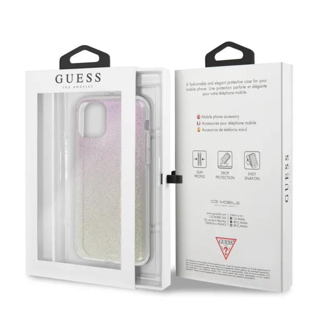 Husa Cover Guess Glitter Gradient pentru iPhone 11 Pro Gold Pink