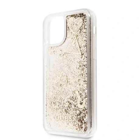 Husa Cover Guess Glitter Hearts pentru iPhone 11 Pro Max Gold